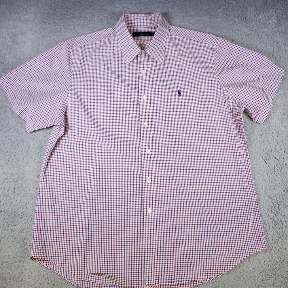 Polo Ralph Lauren Men's XL Button Down Shirt Short Sleeve Check Pattern